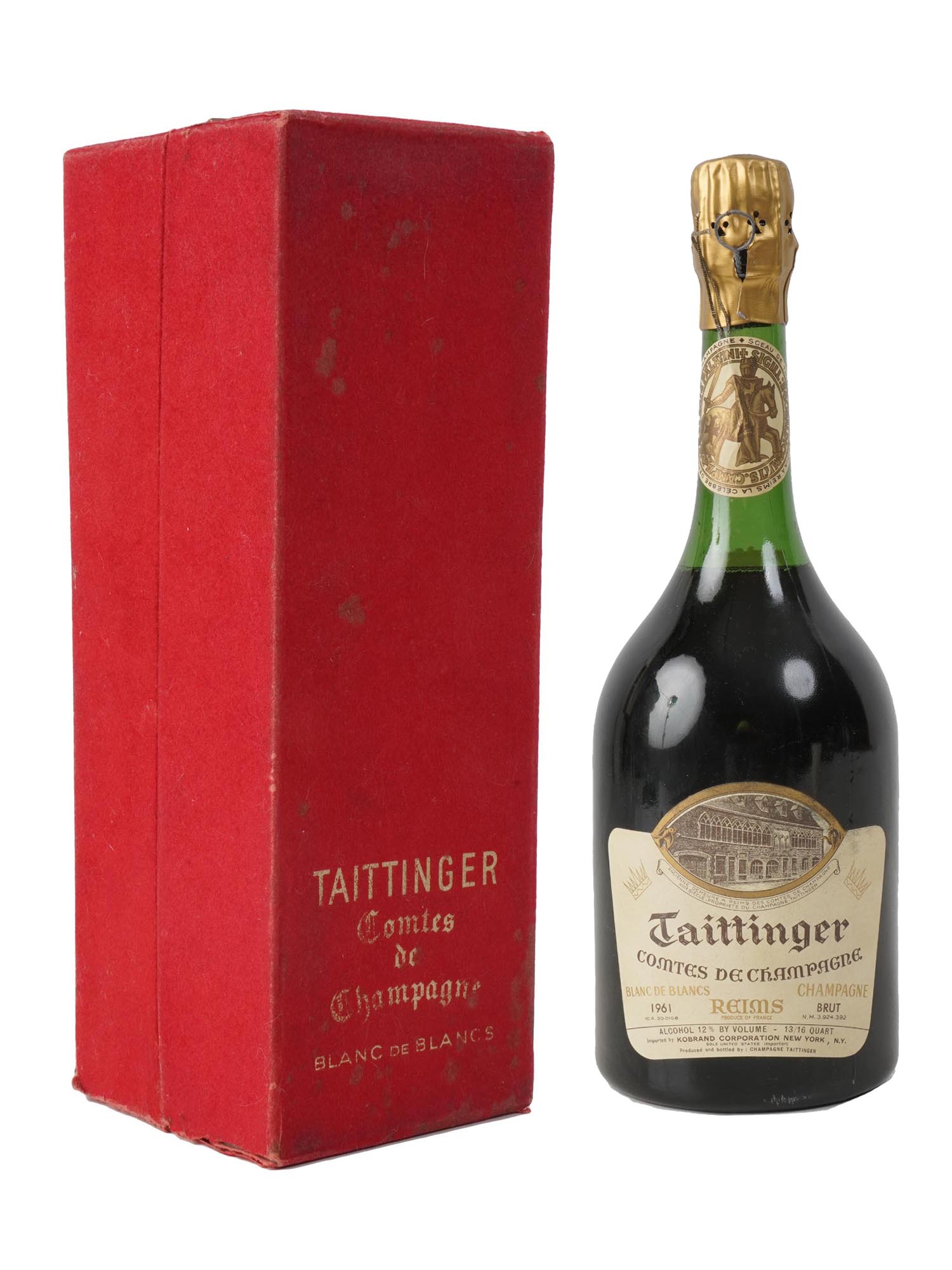 VINTAGE FRENCH TAITTINGER BRUT CHAMPAGNE RED IOB PIC-